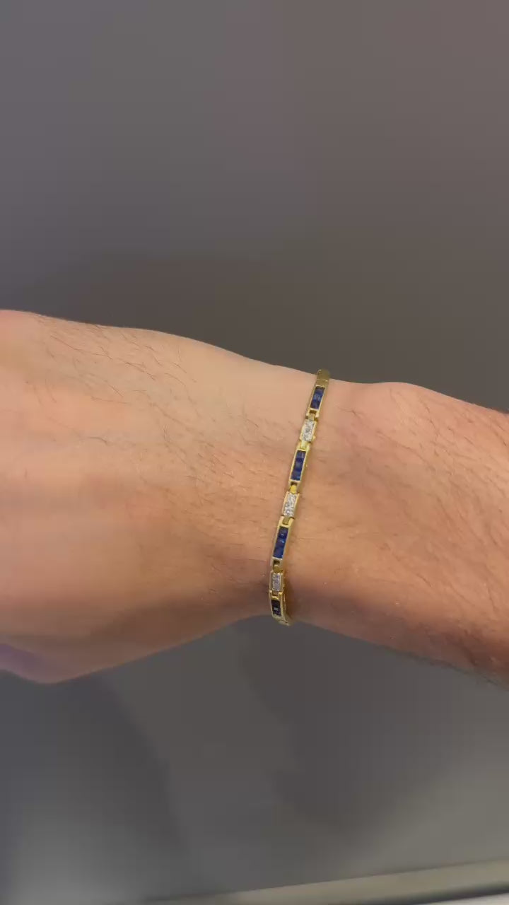 Pulseira de Ouro  Safiras e Diamantes
