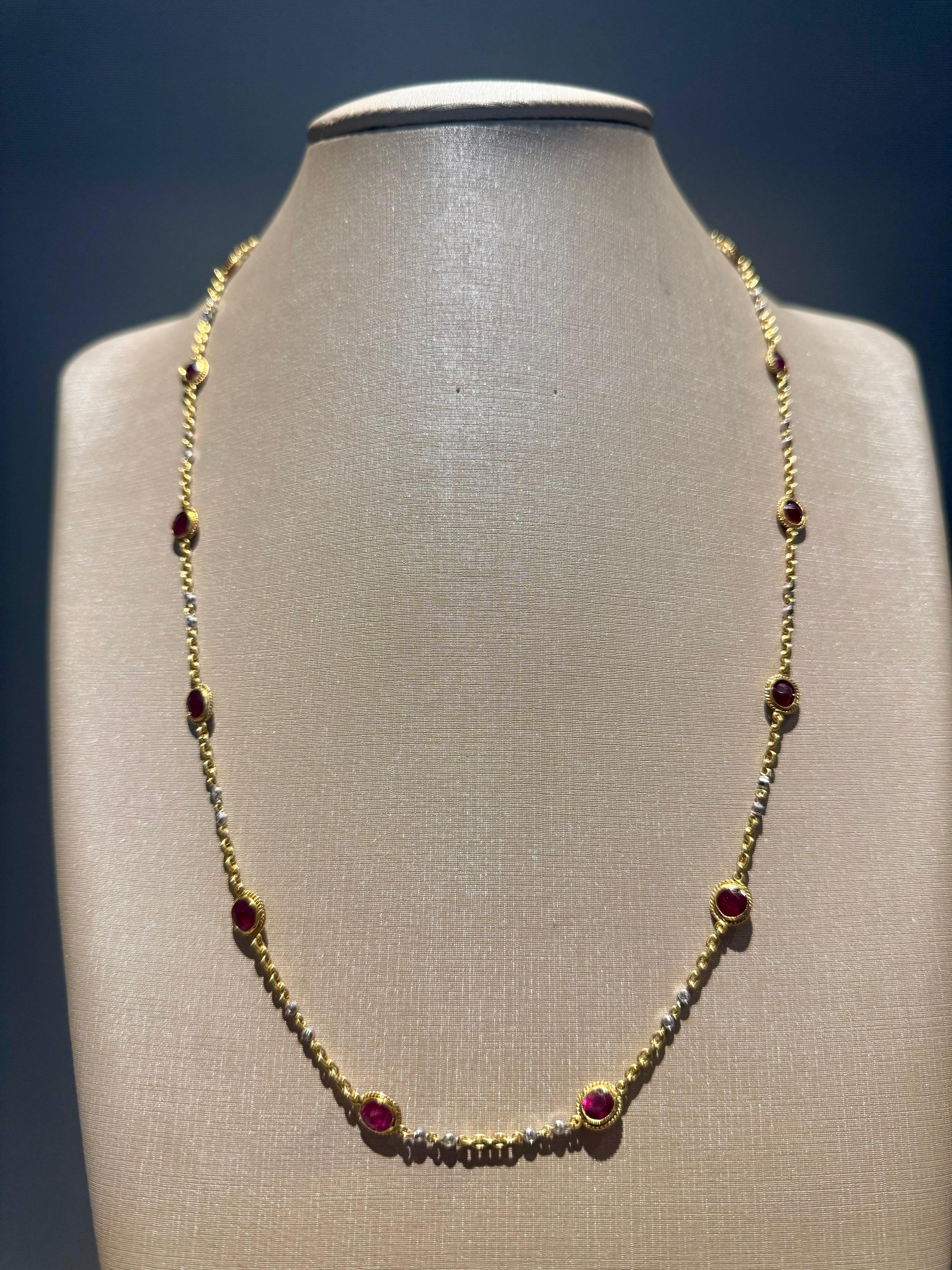 Cordão de Ouro com Rubi e Diamante