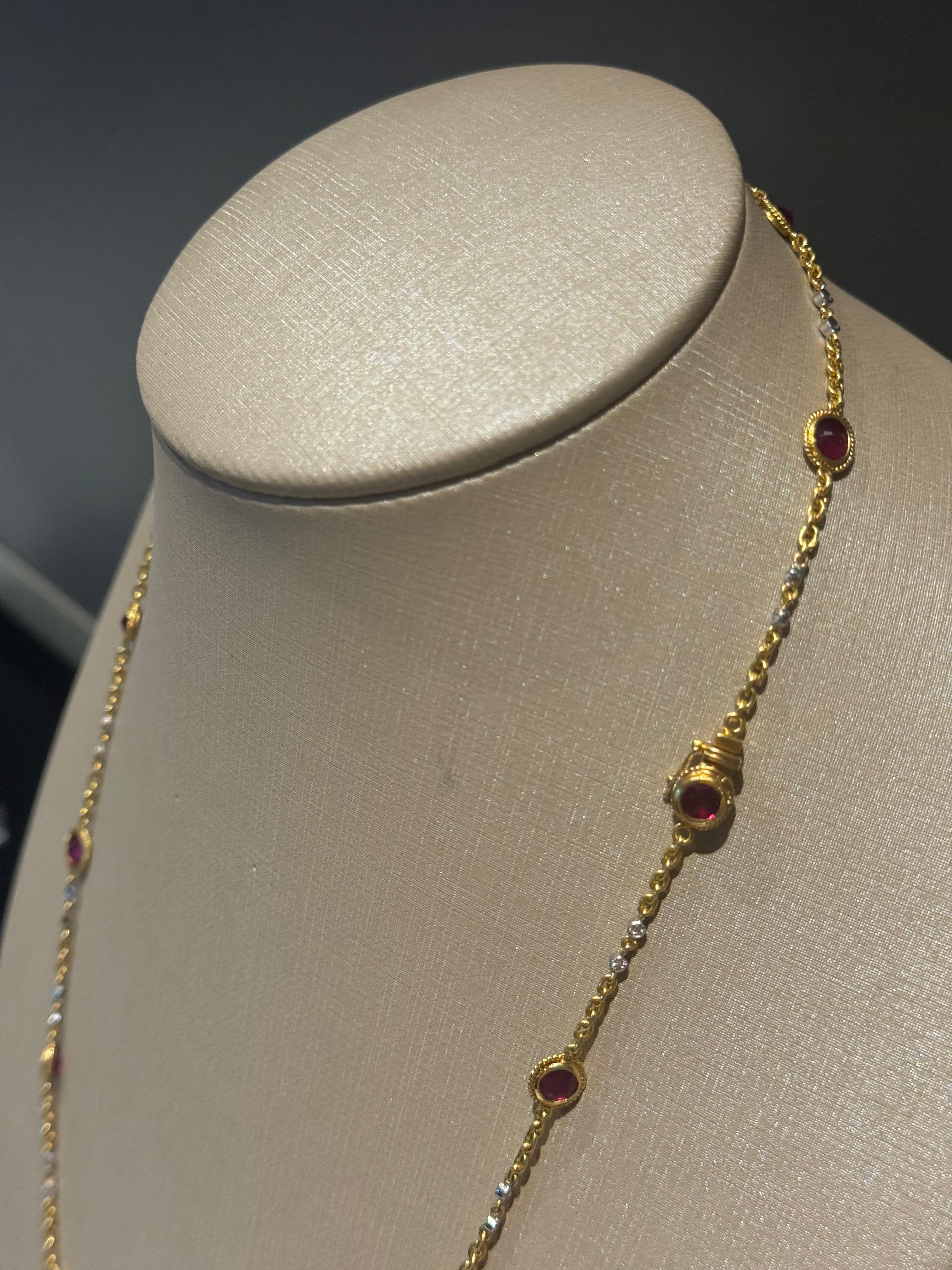Cordão de Ouro com Rubi e Diamante