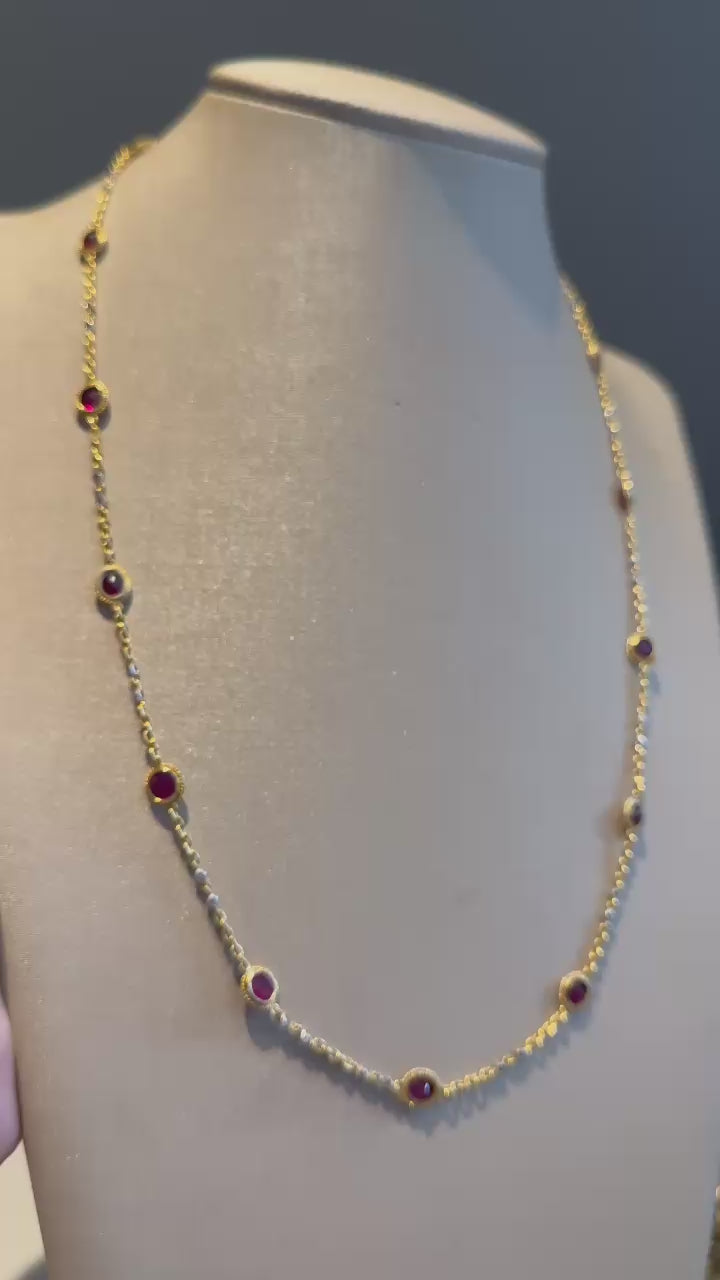 Cordão de Ouro com Rubi e Diamante