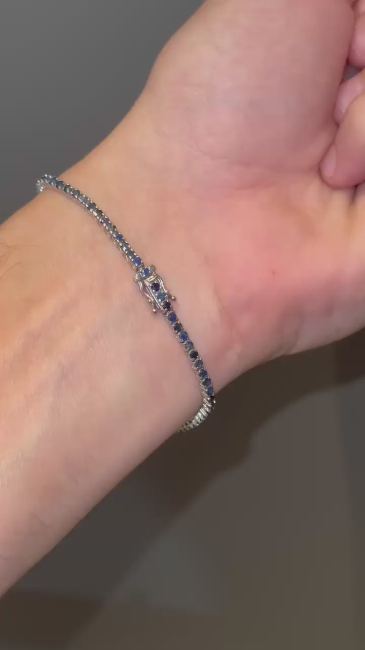 Pulseira Riviera em Ouro e Safira