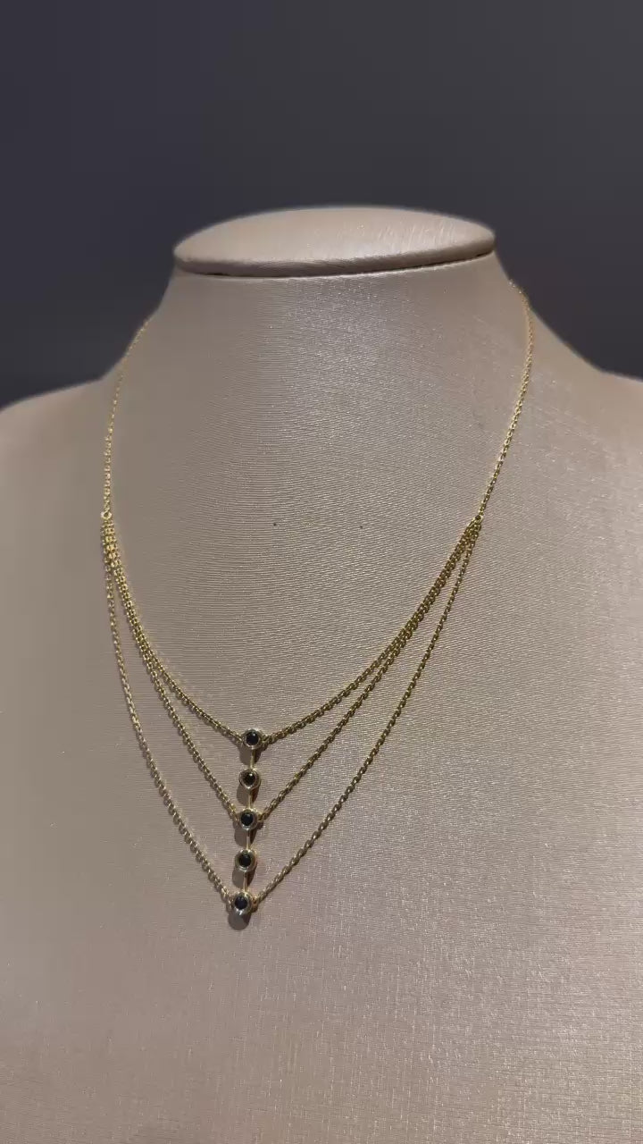 Colar de Ouro e Diamantes Negros